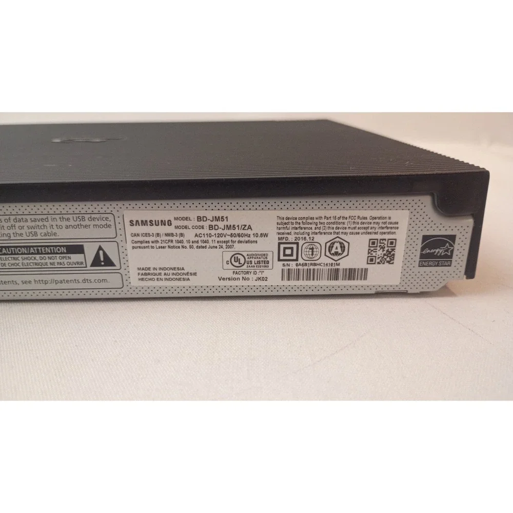 Samsung BD-JM51 Curved Blu-Ray Disc DVD Player + HDMI, No Remote - Tested, Works